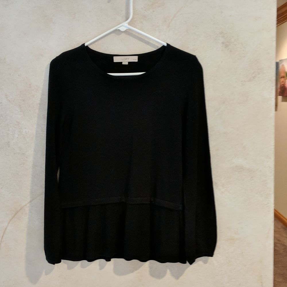 Black Peplum Sweater Size Small by Loft